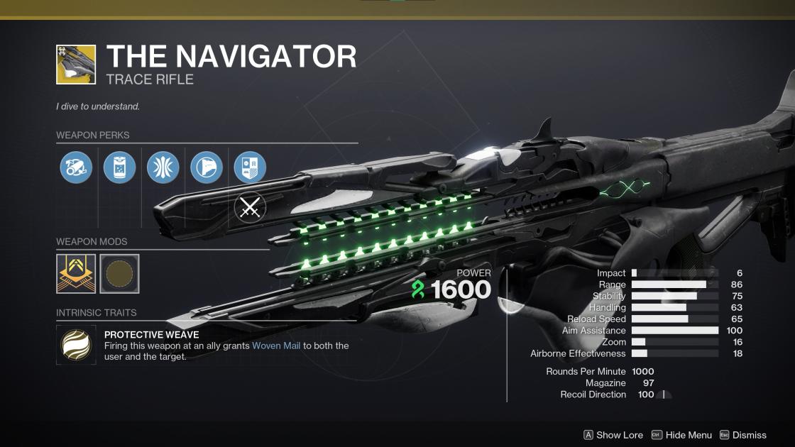 The Navigator Exotic weapon in Destiny 2 (Source: Bungie Inc., Activision)