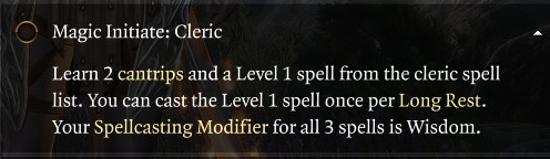 Baldur's Gate 3 Magic Initiate Cleric Feat