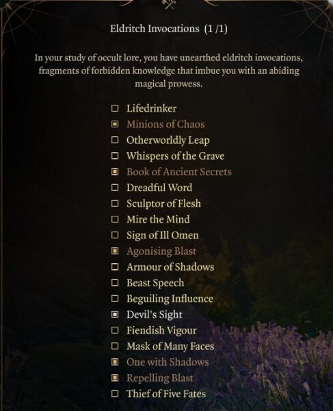 BG3 Eldritch Invocation Level 12