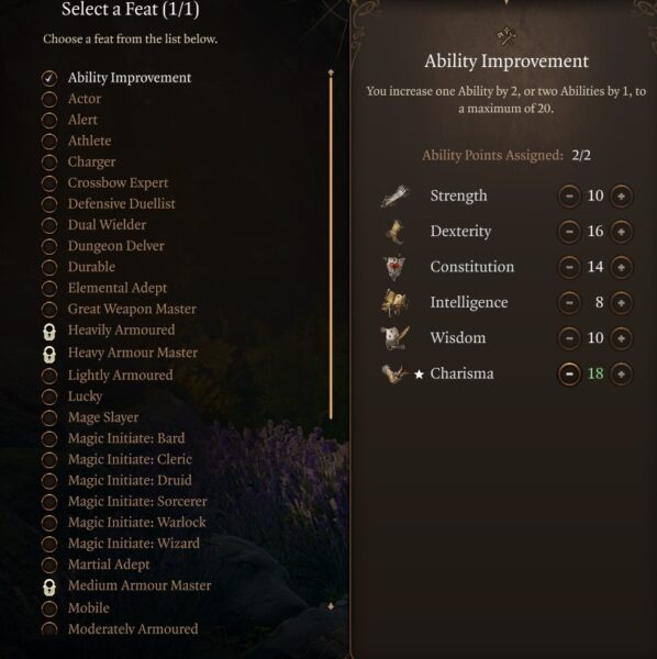Best Baldur’s Gate 3 Archfey Warlock Build Guide Level 4 Feat