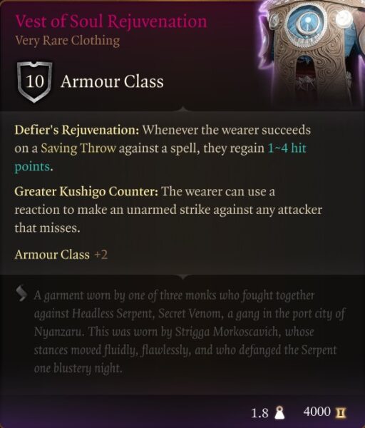 Vest of Soul Rejuvenation - Baldur's Gate 3