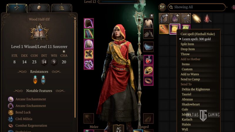 BG3 Learning Spells for Wizard