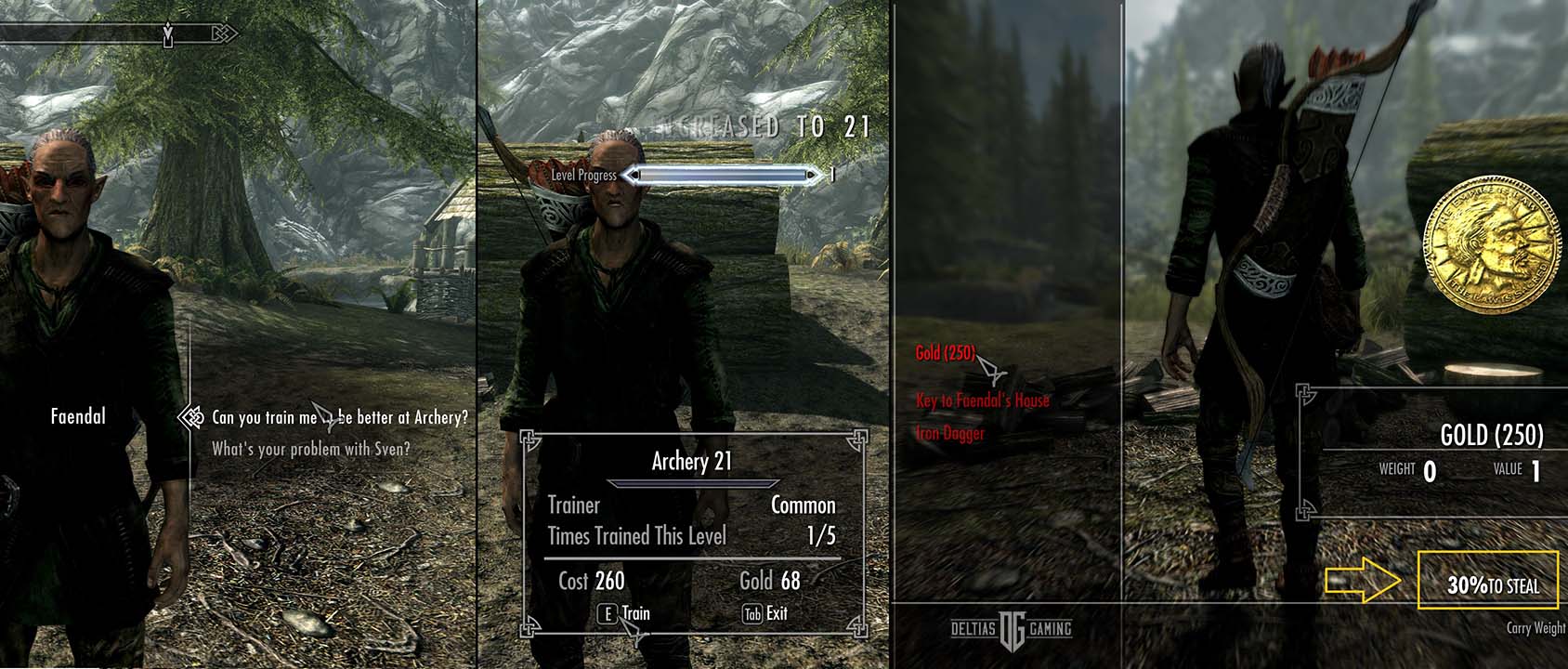 Trainer in Skyrim, leveling archery